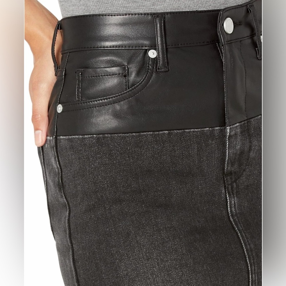NEW! Blank NYC Black Faux Leather-Trim Mini Skirt Size 28 (6) - Picture 4 of 9